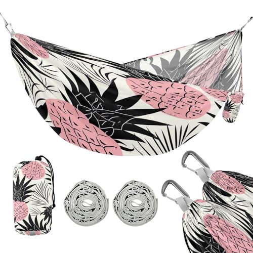 ATTX Pineapples Pattern Camping Hammock - Lightweight & Portable Hammocks, Heavy Duty 330lbs Capacity for Indoor, Hiking, Backpacking, Travel, Backyard, Beach#370