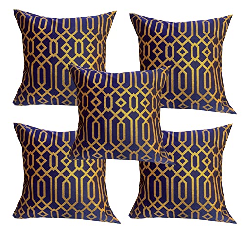 Image of Pinkparrot Dupian Jacquard Multi Colour Throw Pillow Covers /Cushion Covers (16x16 inches) - Set of 5 pcs