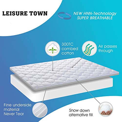 Leisure Town Twin Mattress Pad Cover Cooling Mattress Topper Cotton Top Pillow Top With Snow Down Alternative Fill (8-21 Inch Fitted Deep Pocket) #TOP1