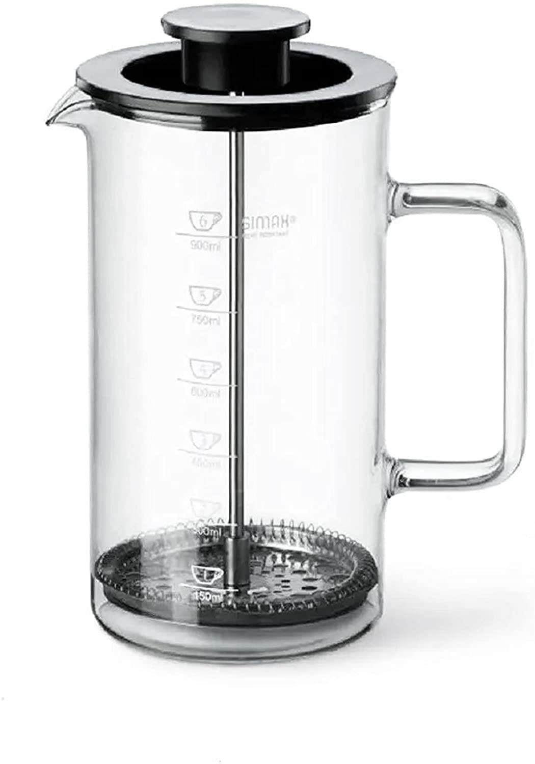 SIMAX 6820400 Infusiera Lin in Vetro, Borosilicato, Trasparente, Graduata da Lt 1, Stantuffo in Metallo