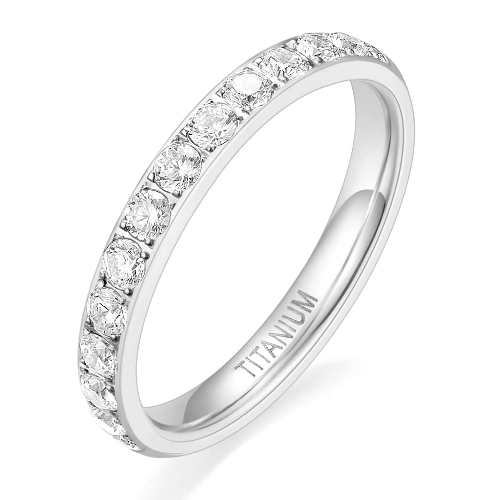 Zakk Anillo Eternity de 3 mm para mujer, anillo de compromiso, alianzas de boda, alianzas de boda, anillo de recuerdo con circonita, plata, oro, oro rosa
