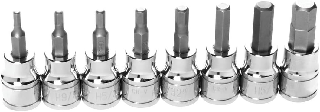 Performance Tool W38870 8 Piece 3/8 Drive SAE Hex Bit Socket Set 1/8-Inch, 9/64-Inch, 5/32-Inch, 3/16-Inch, 7/32-Inch, 1/4-Inch, 5/16-Inch, 3/8, Black