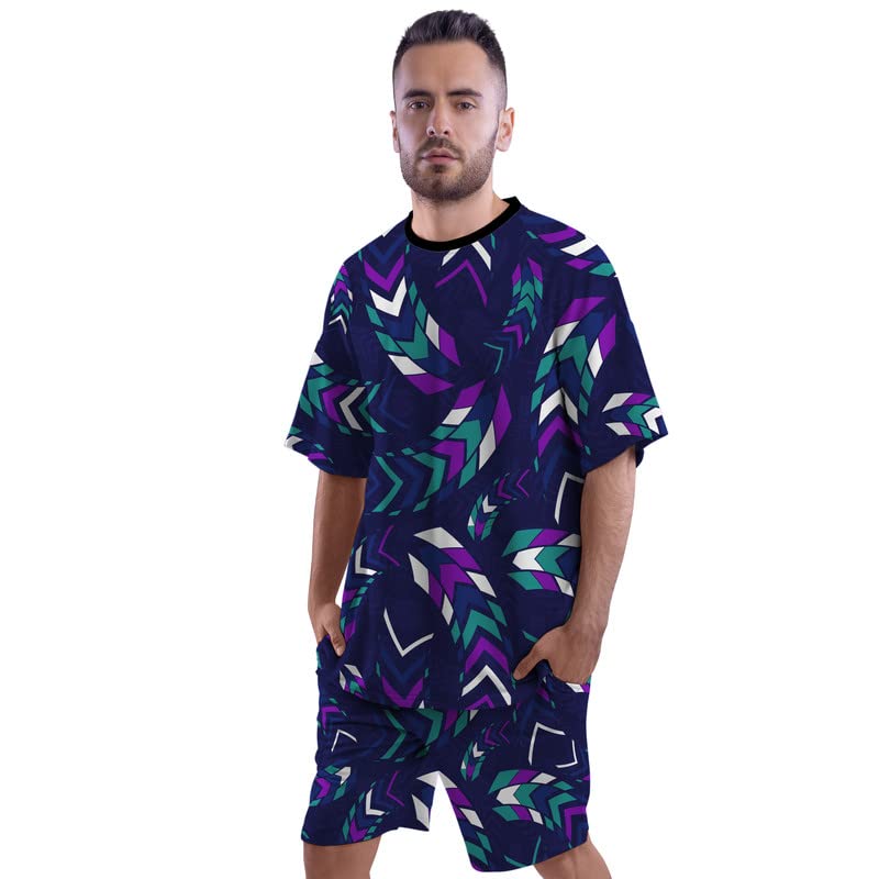 Image of TheYaYaCafe All Over Printed Oversized T-shirts and Shorts Set of Men | Co-ord Set of Men