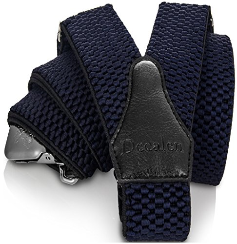 Decalen Tirantes para caballero con clips extra fuerte amplio 40 mm Adjustable Elastics Y forma (Azul Marino)