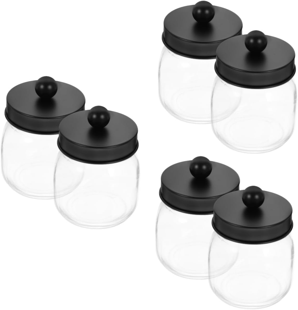 6pcs Vintage French Glass Storage Jar for Swabs Elegant Bathroom Organizer Lid Multi-functional Canisters for Makeup and Accessories