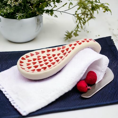 Image of Malaikah Ceramic Spoon Rest Heart Pack of 1 for Home, Kitchen, Dining, Kitchen Decor & Gifting