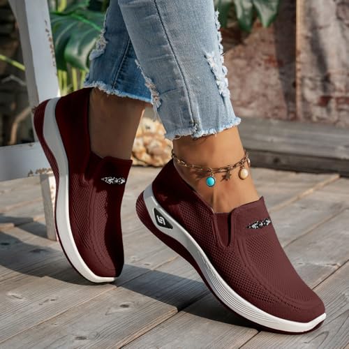 Women's Walking Shoes Slip On Sneakers Women Running Gym Fashion Orthopedic Sneaker Comfortable Workout Atheltic Fitness Jogging Lightweight Mesh Breathable Casual Sports Tennis Shoes3