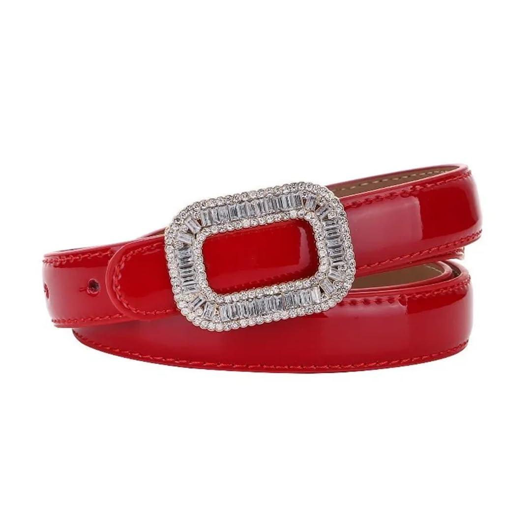 Cinturón de cuero vacuno con hebilla de diamantes de imitación para mujer, accesorios de lujo, retro, punk, cintura fina