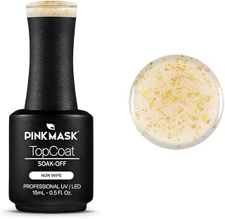 PINK MASK Top Coat Nail Polish Diamond Matte #1 15ml / o.5 oz - Non Wipe, Long Lasting, Glossy Shine Finish, Soak Off Formula