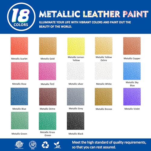 Colorful Acrylic Leather Paint Set, 18 Colors Leather Paint for Shoes| Leather Accessories | Premium Shoe Paint Kit for Sneakers | Bags | Purses | Waterproof, Flexible, Long-Lasting Sneaker Paint Kits