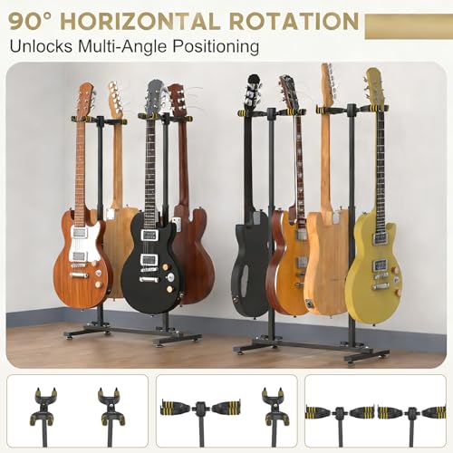 Fulgutonit Guitar Stand for 4 Guitars, Heavy Duty Multi Guitar Holder Stand with Adjustable Height & 90° Gravity-Lock U-Hook, 4 Guitar Rack Floor for Electric, Acoustic, Classical Guitars & Bass by Fulgutonit - Image 4