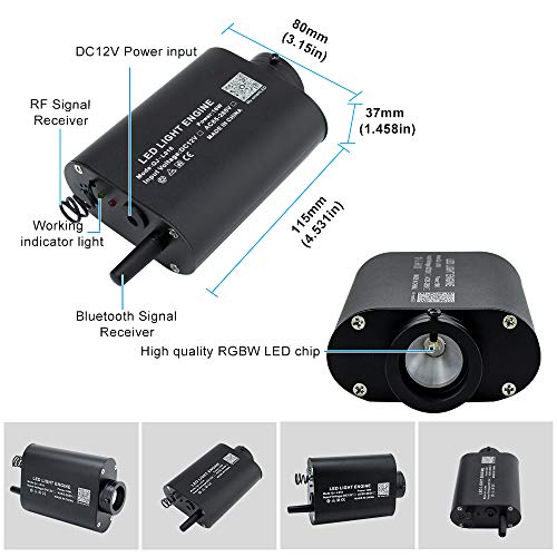 Image of AZIMOM 16W Car Use Sound Activated Fiber Optic Light Box Engine Music Sensor Mode RGBW APP /Remote Control Starlight Engine Driver for Car Indoor Star Lighting Decoration