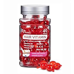Hair Vitamin Oil Capsules – No Rinse Hair Care Serum with Argan Oil, Macadamia & Avocado Oils Vitamins A, E, & Pro B5 – Hair Gloss – Conditioner for Women & Men, 40 Capsules