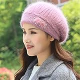 Photo Gallery renost cappello berretto invernale da donna berretto in maglia di angora berretto caldo a doppio strato con strass light pink Photo Gallery renost cappello berretto invernale da donna berretto in maglia di angora berretto caldo a doppio strato con strass light pink