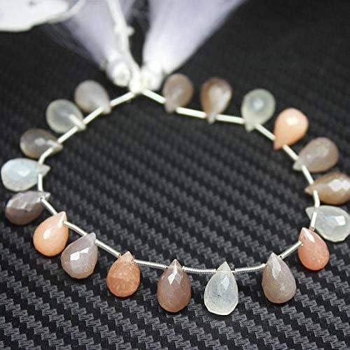1 Strand Moonstone Tear Drop Faceted 8'' Long Strand Gemstone Beads, Jewelry Supplies for Jewelry Making, Bulk Beads, for Meditation Jewellery Gemstone Size 11mm to 12mm