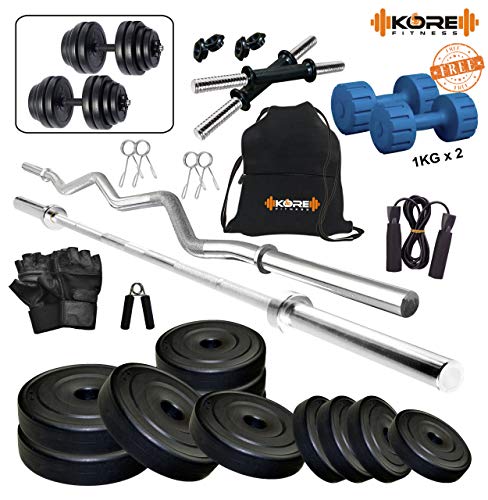Kore PVC 20-100 Kg Home Gym Set with Multipurpose Fitness Bench +...