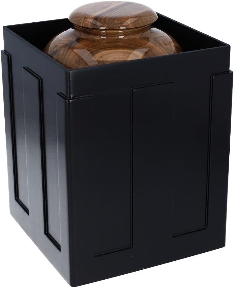 Wooden urn and capsule - Vault for burial set Walnut medium size casket for ashes Funeral set of niche and urn Ground burial (Urn/Vault)