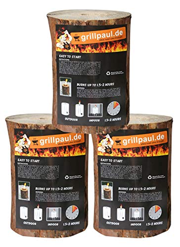 Grillpaul 3er Set Finnenfeuer | Schwedenfeuer | Baumstammfackel | Gartenfackel | inkl. Anzünddocht | Ø 9-14cm / Höhe 20cm