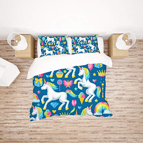Parure de lit en polyester de qualité supérieure motif licorne - 3