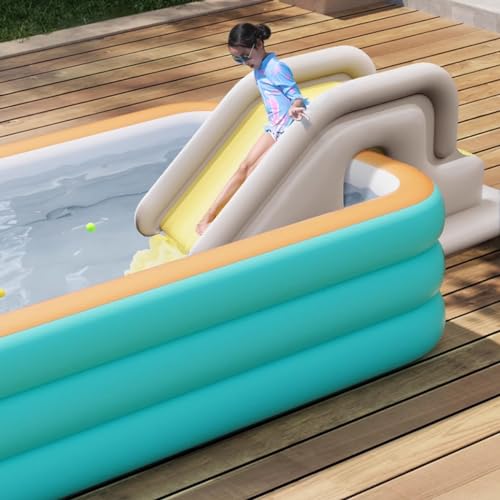 Inflatable Pool Slide Universal for Backyard - Summer Swimming Pool Water Slide, Swimming Water Slide, Compatible with All Inflatable Pools (Blue)
