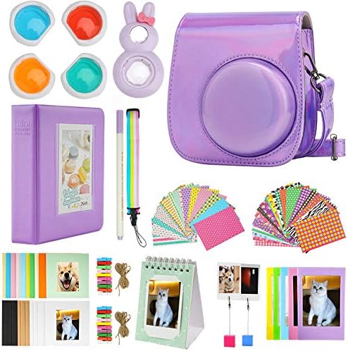Cpano Mini 11 Camera Accessories Bundles Compatible with Instax Mini 11 with Camera Case/Book Album/Selfie Len/Wall Hanging Frames/Stickers/Pen(13 in 1)(Daisy)