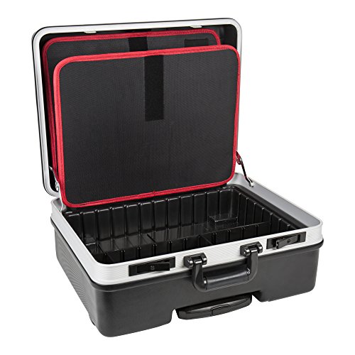 STIER Werkzeugkoffer Trolley leer, robuster Rollkoffer mit ABS-Kunsstoff & Aluminium, Toolbox schwarz mit Rollen inkl… – Bild 4