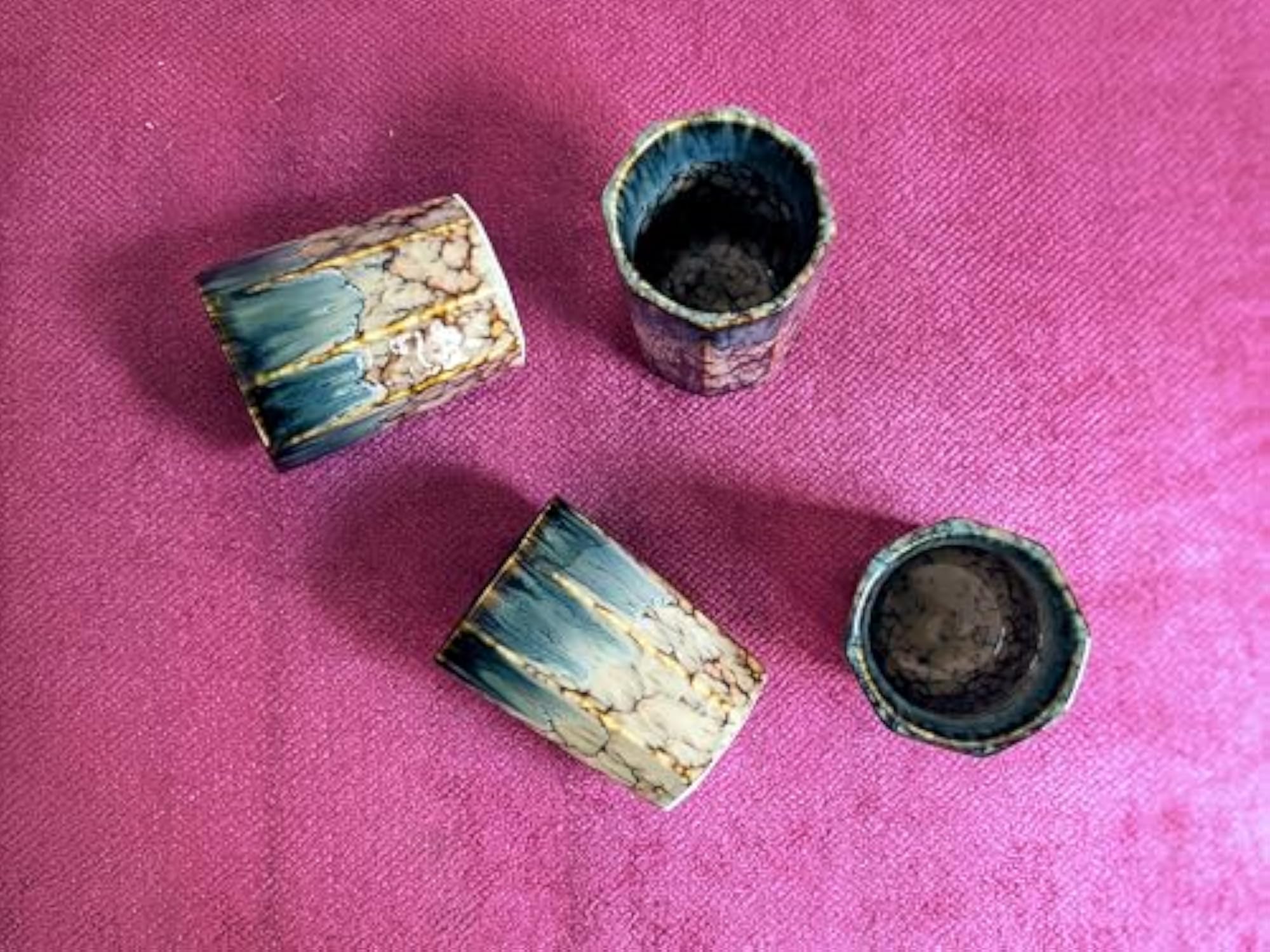 Studio Finish Ceramic Chai Glasses, Marble Effect, Set of 4