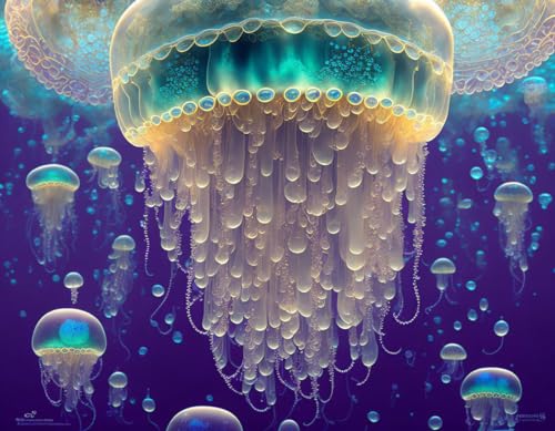 Art mural translucide biomorphe déco marine tableau toile 58x90 cm