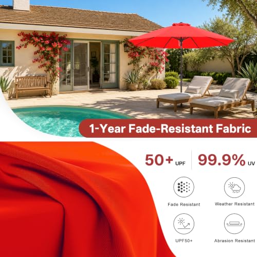 Image of ABCCANOPY 9FT Patio Umbrella Outdoor 8 Ribs Table Umbrella(Red)
