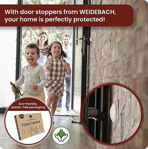 Image of WEIDEBACH 12 x Subtle Wall Door Stops, White Door Stops, 40 x 9 mm