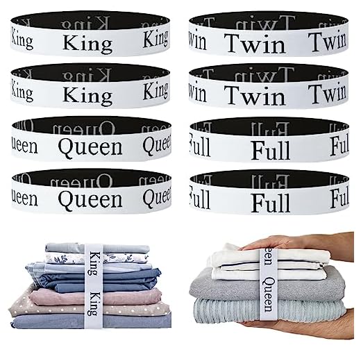 Yesongreat 8 Pieces Bed Sheet Organizer Bands, Elastic Bed Sheet Straps Organizer and Storage Keepers, Linen Labels Bedding Bands for Closet, Bedroom, Dorm and Laundry Room (King Queen Twin Full)