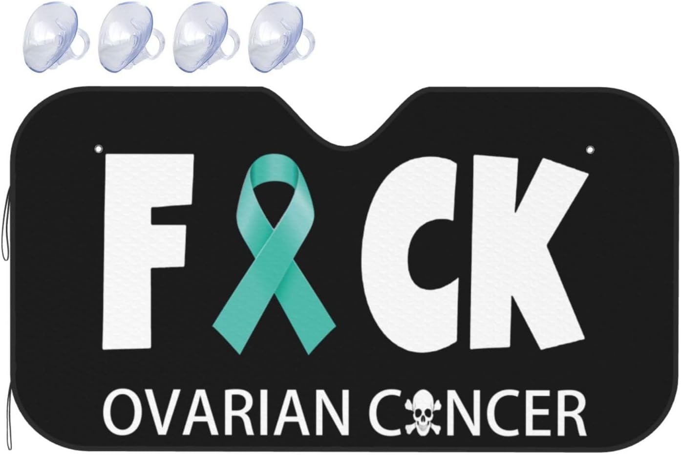 Ovarian Cancer Warrior Aweareness Ribbon Foldable Car Windshield Sunshade Blocks Heat and Sun Glare Uv Rays