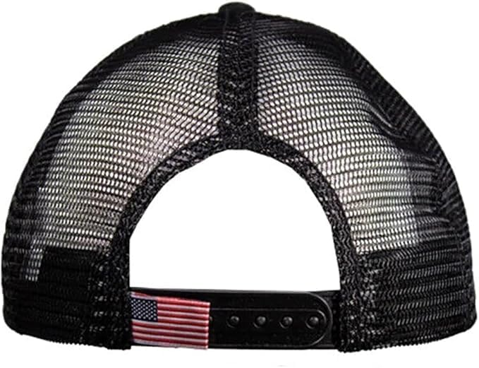 Caterpillar Heavy Equipment Black Mesh USA Flag Tag Twill Snapback Cap/Hat