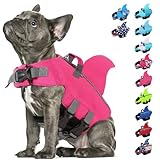 SUNFURA Dog Life Jacket Shark Life Vest for Dogs, Adjustable Swmming Vest with High Buoyancy, Safety Lifesaver with Rescue Handle for French Bulldog Small Medium Breeds, Hot Pink XS