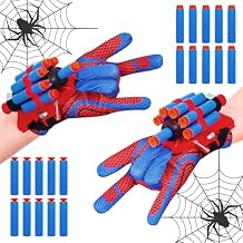 Genqiang Spider Web Shooter, 2 Sets Wrist Launcher Toys with Superhero Glove, Kids Cosplay Costume, Halloween Christmas Birthday Decorations Gift for Boys Girls