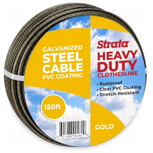 Strata 150 ft Outdoor Clothesline, Heavy-Duty Steel Core Cable