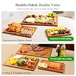 Bamboo Cutting Board Set with Stand, 3PCS Double-Sided Chopping Boards for Kitchen Meal Prep & Serving, Charcuterie, Juice Grooves & Side Handle, Ideal for Meat, Vegetables, Kitchen Essentials - Image 3