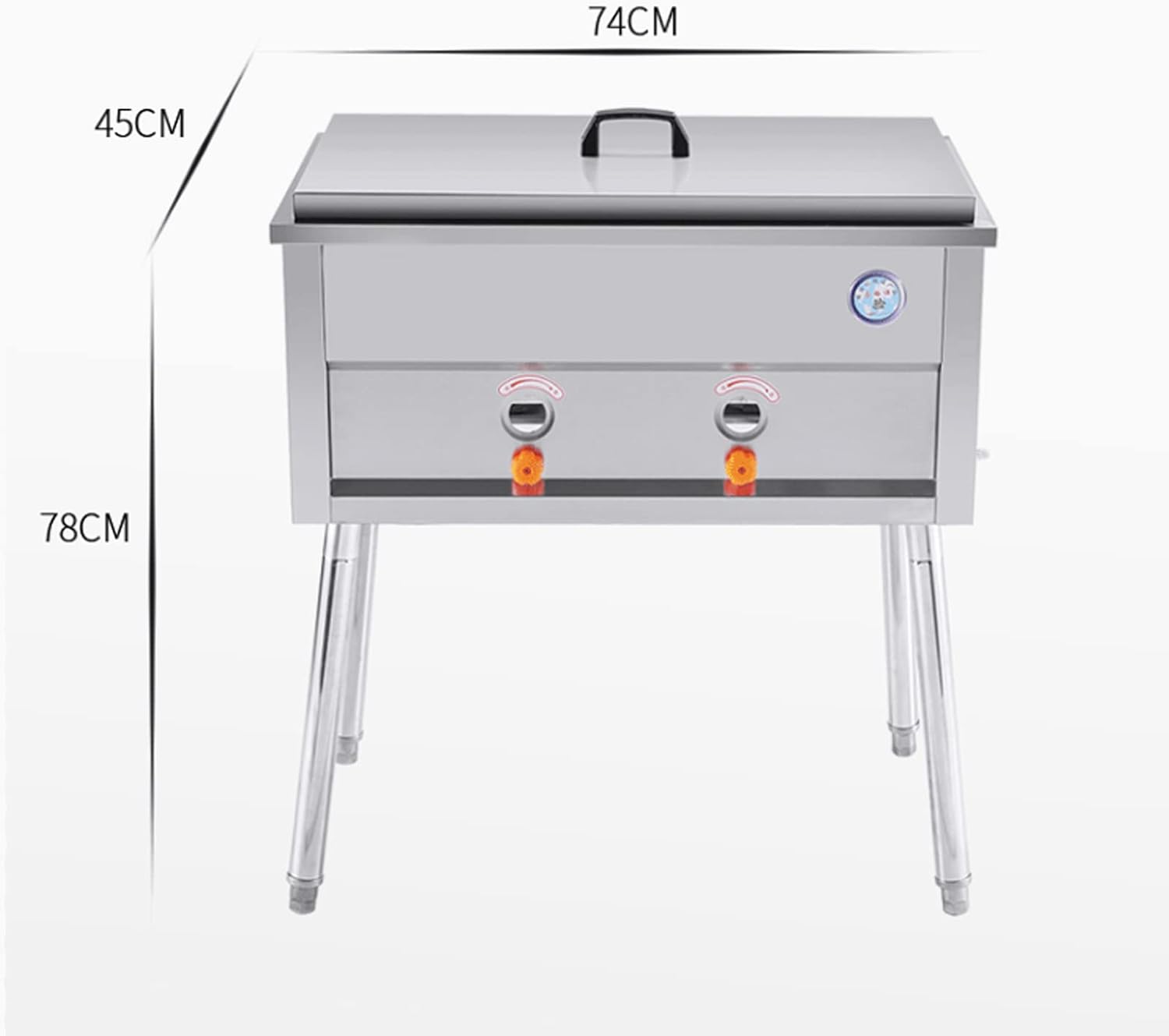 ガスフライヤー 18L 床置き レンタル | イベント用品レンタルのモダン装美 垂直多機能ガスフライヤー、25L大容量ステンレススチールフライヤー 、オイルリターンパン付き、業務用レストランフライヤー