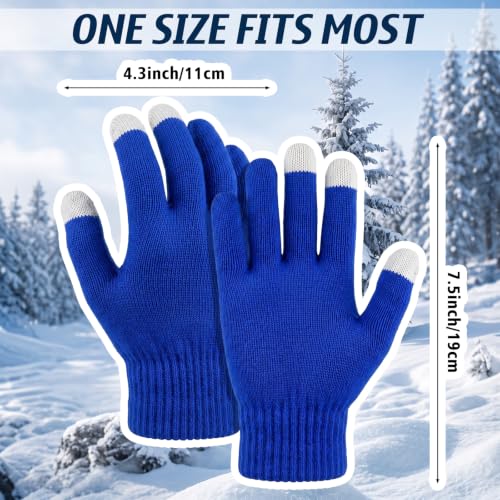 Image of Pangda 12 Pairs Winter Touch Screen Gloves for Men Women Stretch Knitted Texting Gloves Warm Windproof Solid Color Mittens