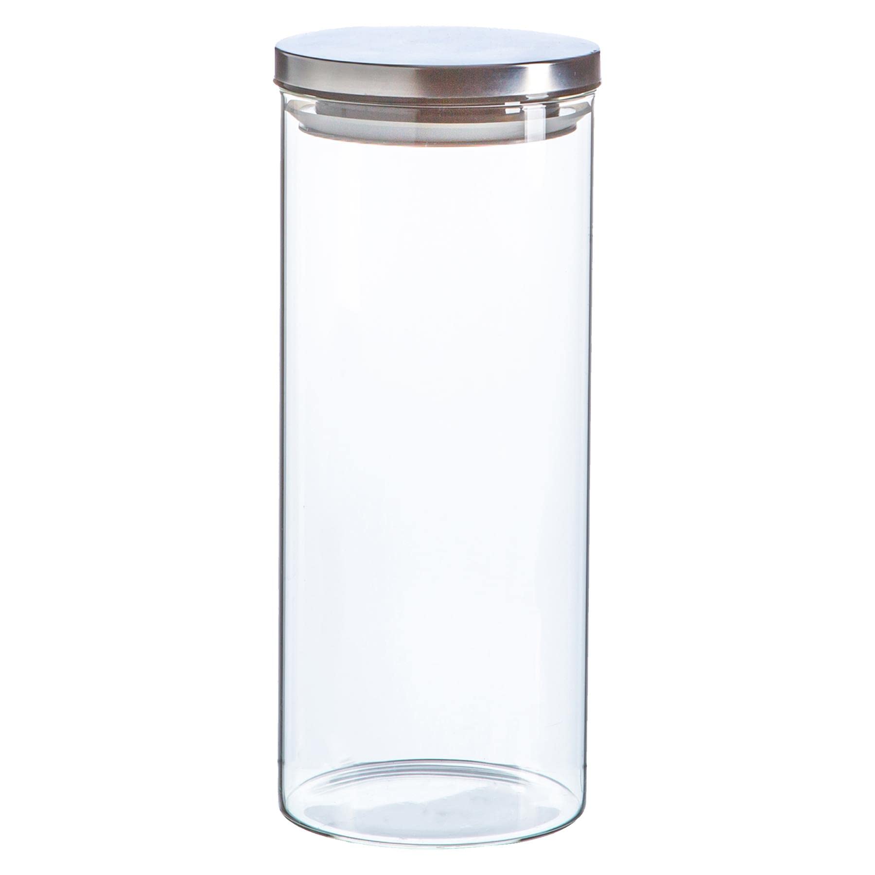 Argon Tableware - Glass Storage Jar with Silver Metal Lid