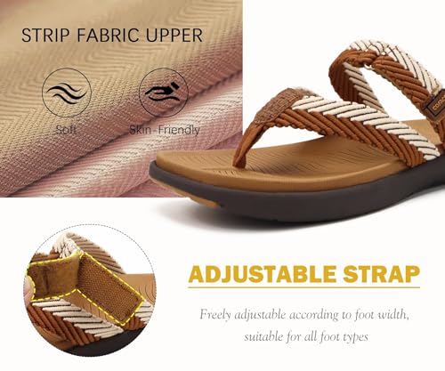 Image of COFACE Womens Trendy Orthotic Flip Flops Lightweight Yoga Mat Thick Cushion Walking Thong Sandals Adjustable Slip On Slippers With Comfortable Plantar Fasciitis Arch Support