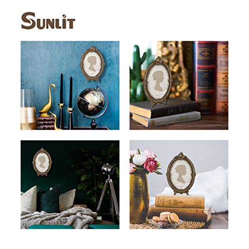 Sunlit Vintage Picture Frame 5X7 Inch, Oval Antique Photo Frames With Glass Front, Luxury Photo Display, Tabletop Wall Hanging, Gift Ideas, Brown #TOP3