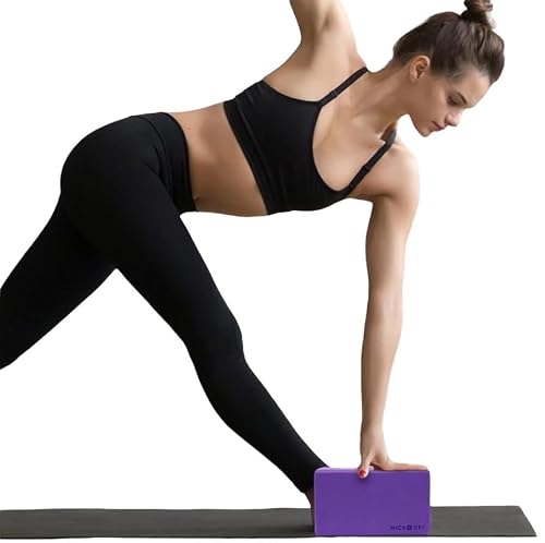 MICRODRY - Stretching & Exercise Foam Block, Yoga, Pilates Equipment for Home Workouts, Fitness Accessories for Home & Gym, Slip-Resistant, EVA Foam Block - 9 x 4 x 6 inches (Purple)