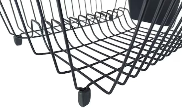 12.6" x 14.37" Metal Dish Drying Rack with Drainboard, Compact Countertop Dish Rack with Utensil Holder, Rust-Resistant, Black