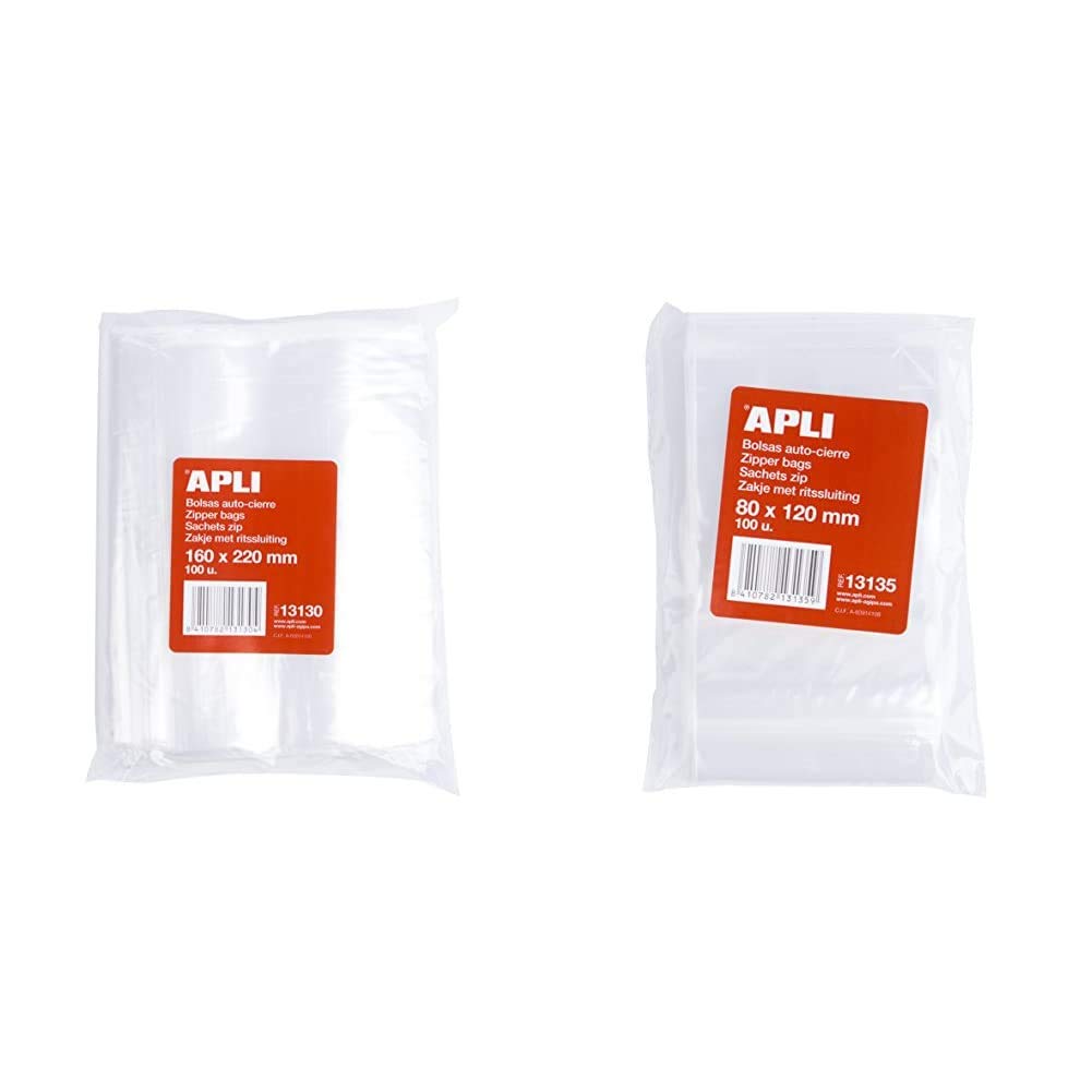 APLI 13135, Pack de 100 Bolsas de Plástico con Autocierre, 80 x 120 mm, Multicolor — view 6