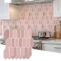 DULEIXUFHEE 3D Peel and Stick Backsplash for Kitchen, Pink, 10-Sheet