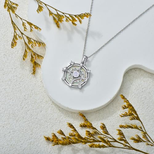 Opal Compass Necklace for Women Opal Necklace for Women Sun Moon Star Pendant 925 Sterling Silver North Star Anniversary Birthday Gifts Jewelry for Her3