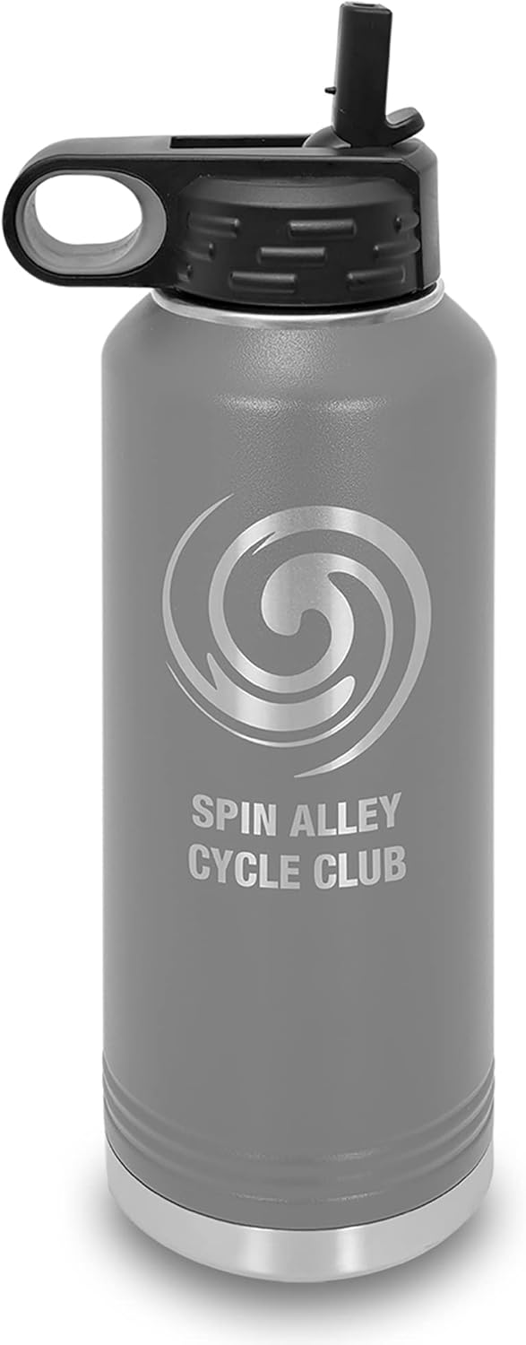 Personalized Polar Camel Insulated Stainless Steel Water Bottle with Flip Top Lid and Hidden Straw, Custom Laser Engraved Sports Bottle (40oz, Dark Gray)