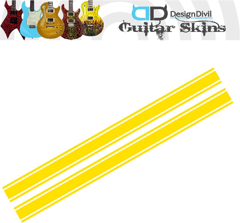 Customized Racing Stripe Decal Stickers for Guitars, Basses & Musical Instruments. 8 Colour Choices (Yellow)