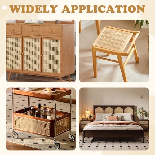 Gugxiom 40 X 200 cm Wiener Geflecht, Rattan Geflecht Wasserdicht Schimmelfest, Rattangeflecht Natur Meterware für Möbel wie Betten, Schrank, Kommode, Stühle & Schränke (Rattanfarben)